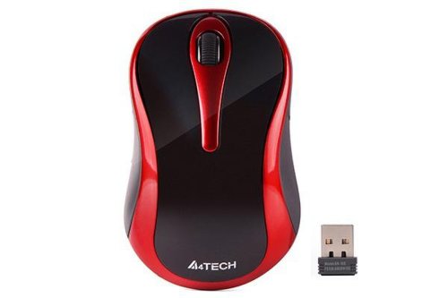 Mouse a4tech, wireless, 1000 dpi, butoane scroll 3 1, negru rosu