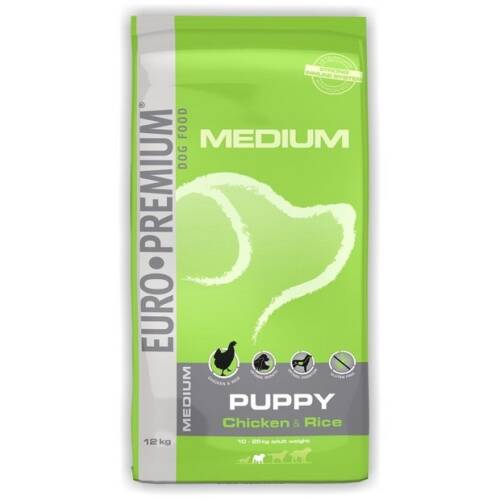 Euro-premium medium puppy, chicken & rice, 12 kg
