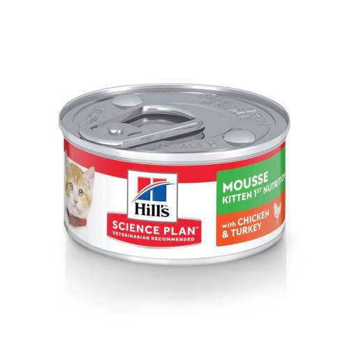 Hill's sp kitten mousse pui cu curcan, hrana pentru pisici 82 g (conserva)