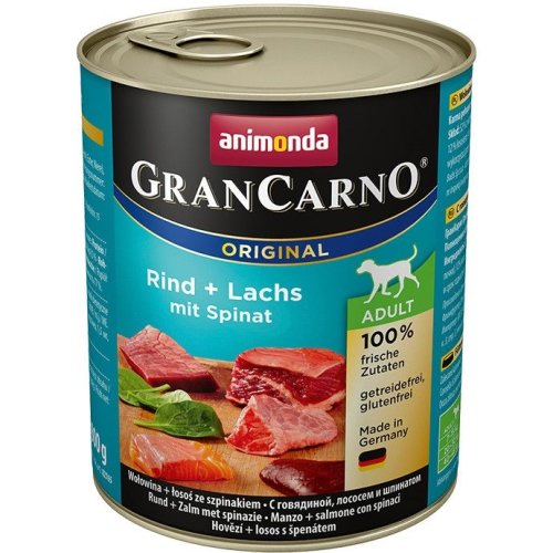 Hrana umeda caini, grancarno adult dog peste + spanac, 800 g
