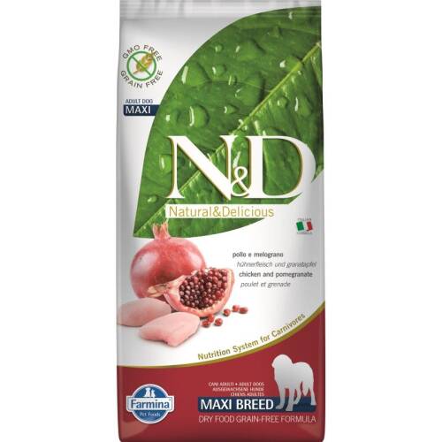 N&d dog grain free chicken and pomegranate adult maxi, 12 kg