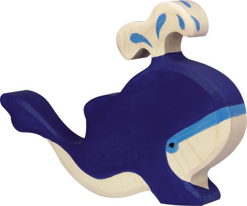Figurină din lemn - balenă albastră