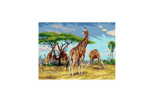 Pânză goblen imprimat fără ață și ac – girafe, 30 x 40 cm