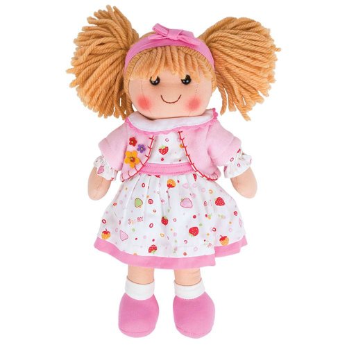 Păpușă kelly cu păr blond și rochie roz (34 cm)