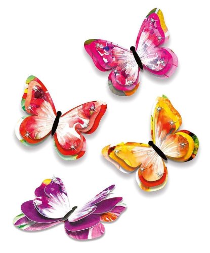 Set de creație - 24 de fluturi 3d autoadezivi în culori aprinse