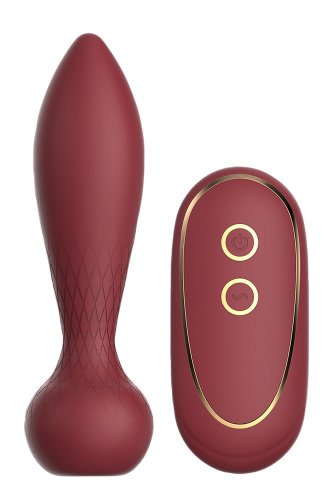 Dop anal romy romance remote control 10 moduri vibratii silicon usb rosu 8.4 cm