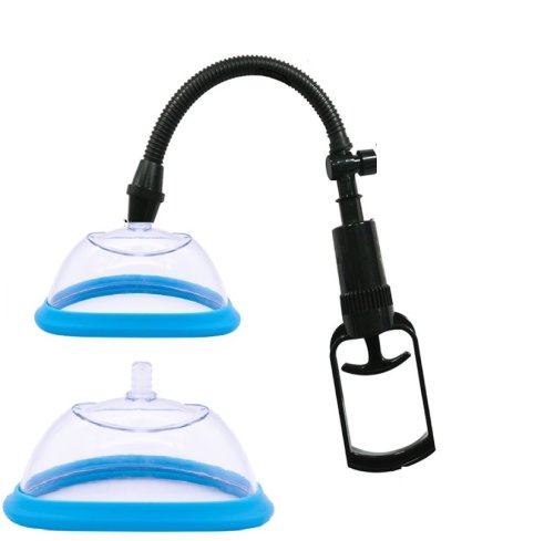 Pompa manuala pentru vulva si sani cu 2 cupe, albastru