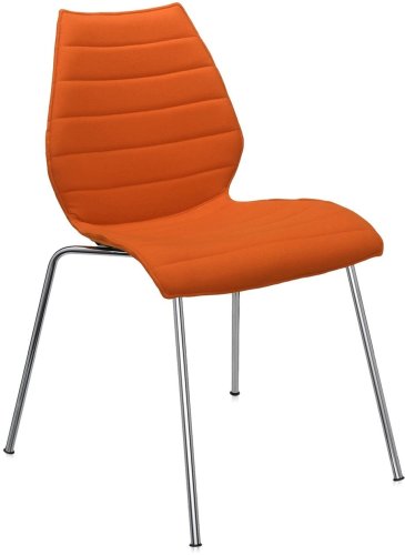 Scaun kartell maui soft trevira design vico magistretti baza crom tapiterie trevira portocaliu
