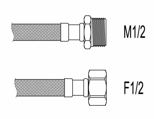 Racord flexibil apa i-e, m1/2"xf1/2", 30 cm techman pws21