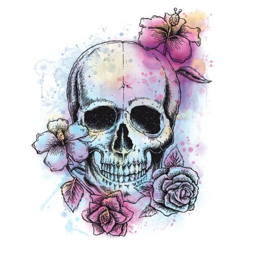 Sticker gigant bright floral skull | 68,8 cm x 50.8 cm