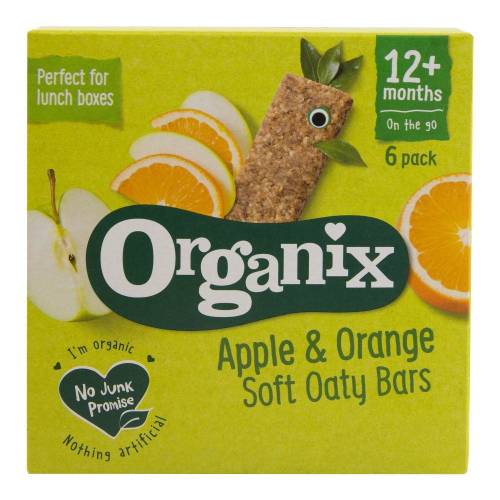 Batoane organix goodies din cereale cu mere si portocale, de la 12 luni, bio, 6x30 g