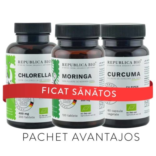 Ficat sanatos, pachet promotional (chlorella + curcuma + moringa), bio, raw, vegan