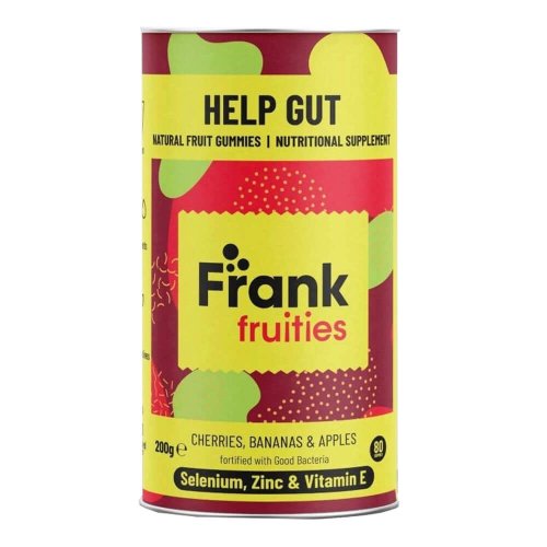 Help gut - drajeuri din fructe (cirese, banane si mar) fortificate cu probiotice, frank fruities, 80 drajeuri, natural