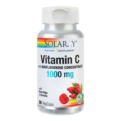 Vitamina c 1000mg (adulti) 30 capsule vegetale solaray, natural, secom