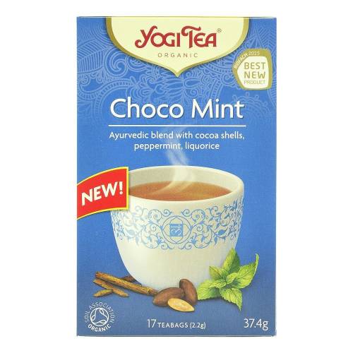 Yogi tea choco mint, ceai ayurvedic cu boabe de cacao, menta si lemn dulce, bio, 37,4 g