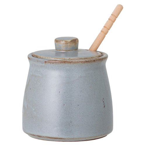 Borcan de miere din gresie ceramică cu lingură bloomingville masami, 350 ml, albastru