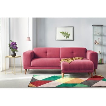 Canapea cu 3 locuri și suport pentru picioare bobochic paris luna, roșu