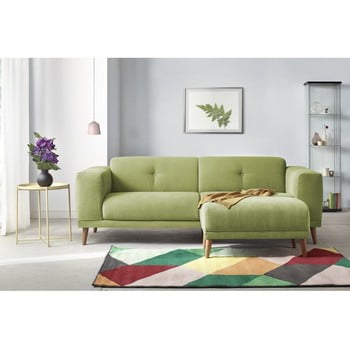 Canapea cu 3 locuri și suport pentru picioare bobochic paris luna, verde