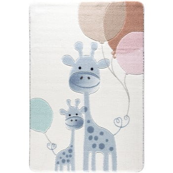 Covor pentru copii confetti happy giraffe, 133 x 190 cm, albastru deschis