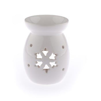 Lampă aromaterapie din ceramică cu model de fulg de nea dakls, alb, înălțime 14 cm