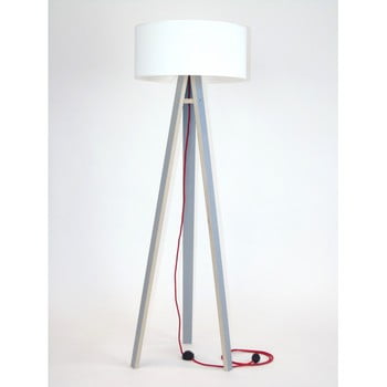Lampadar gri cu abajur alb și cablu roșu ragaba wanda