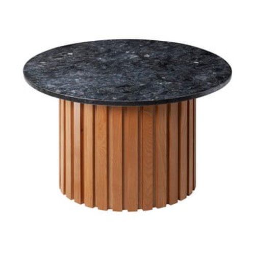 Masă de cafea cu structură din lemn de stejar rge moon, ⌀ 85 cm, negru
