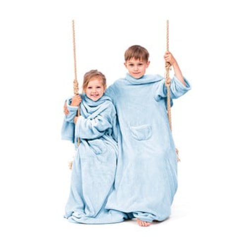 Pătură cu mâneci pentru copii decoking lazykids, albastru deschis