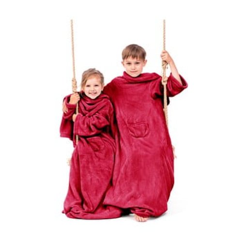 Pătură cu mâneci pentru copii decoking lazykids, roșu