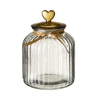 Recipient din sticlă cu capac unimasa heart, 4,2 l, auriu