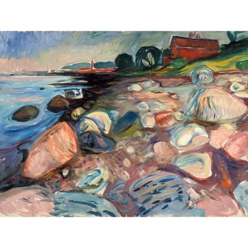 Fedkolor Reproducere tablou edvard munch - shore with red house, 70 x 50 cm
