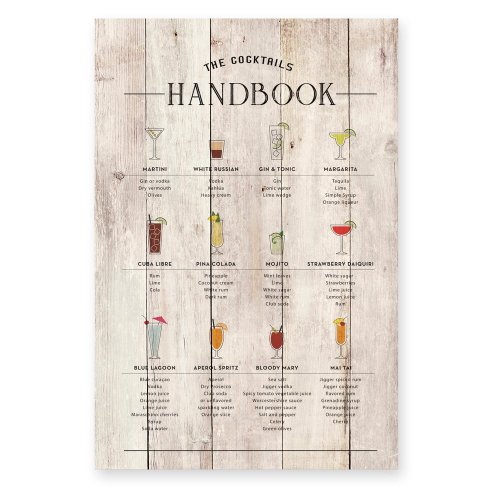 Semn din lemn 3x60 cm cocktails handbook - really nice things