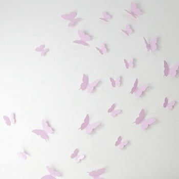 Set 12 autocolante 3d ambiance butterflies, roz