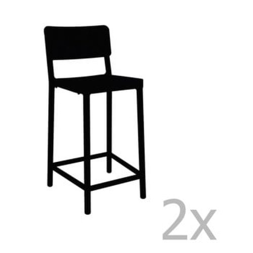 Set 2 scaune bar adecvate pentru exterior resol lisboa simple, înălțime 92,2 cm, negru