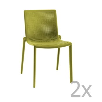 Set 2 scaune de grădină resol beekat simple, verde