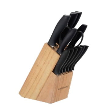 Set cuțite, foarfecă, dispozitiv ascuțit și suport din lemn sabichi, 12 buc.