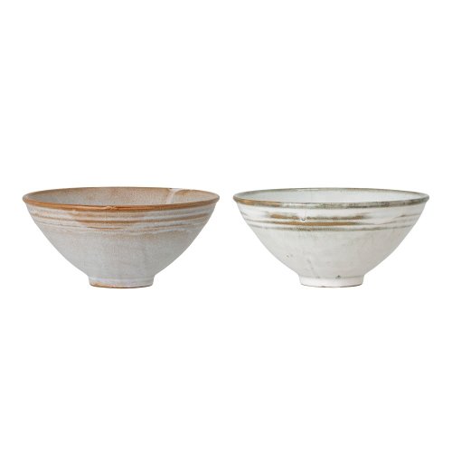 Set de 2 boluri din gresie ceramică bloomingville masami, ø 18 cm, alb-bej