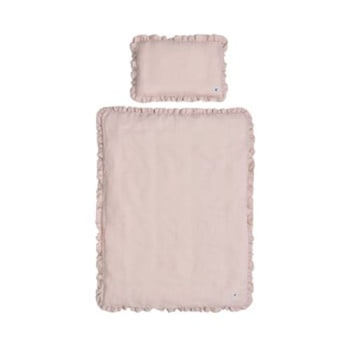 Set păturică matlasată din in și pernă pentru copii bellamy dusty pink, 80 x 100 cm, roz