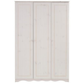 Șifonier din lemn de pin masiv cu 3 uși støraa amanda, alb