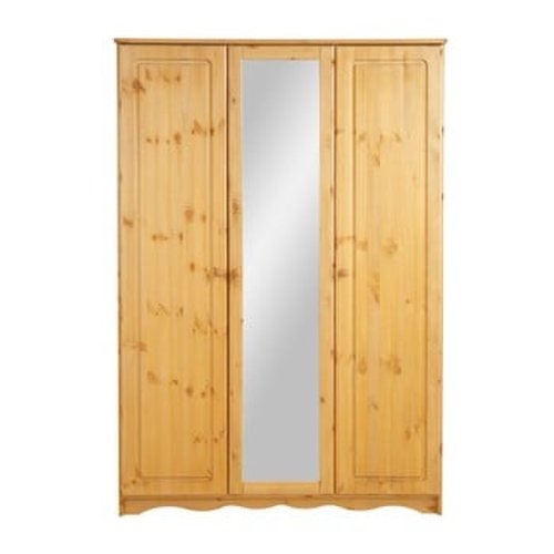 Șifonier din lemn masiv de pin cu 3 uși și oglindă støraa amanda