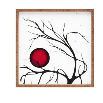 Tavă decorativă din lemn red moon, 40 x 40 cm
