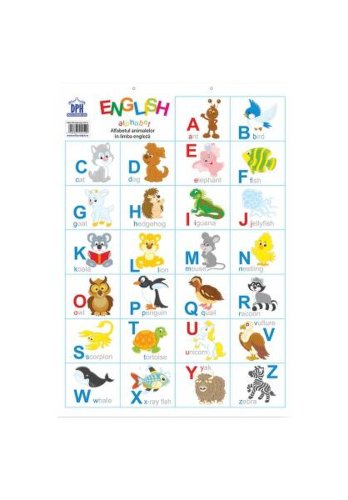 Planșă english alphabet. alfabetul animalelor în limba engleză - hardcover - *** - didactica publishing house
