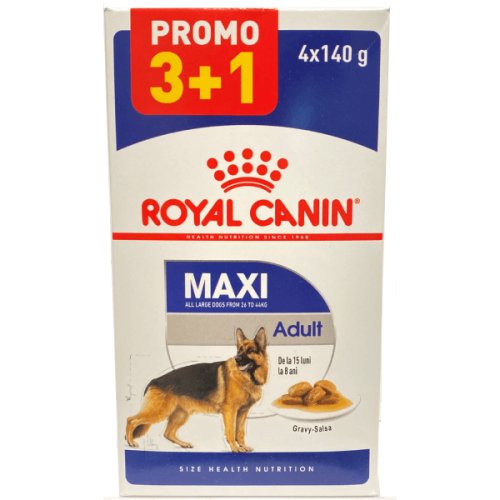 Hrana umeda pentru caini royal canin maxi adult 4x140g promo 3+1