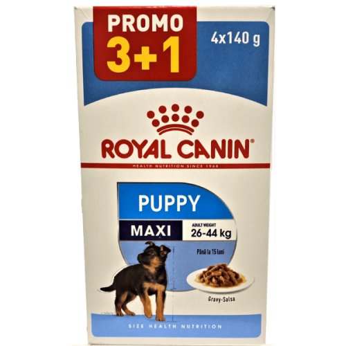 Hrana umeda pentru caini royal canin maxi puppy 4x140g promo 3+1