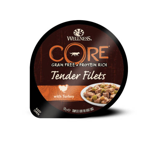 Hrana umeda pentru caini wellness core tender filets cu curcan 170 g