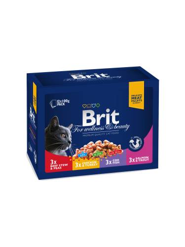 Hrana umeda pentru pisici brit premium family plate variety 12 plicuri x 100 g