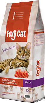 Hrana uscata pentru pisici foxy cat cu somon ton legume 15 kg
