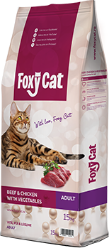 Hrana uscata pentru pisici foxy cat cu vita pui si legume 15 kg