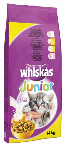 Hrana uscata pentru pisici whiskas junior cu pui 14 kg