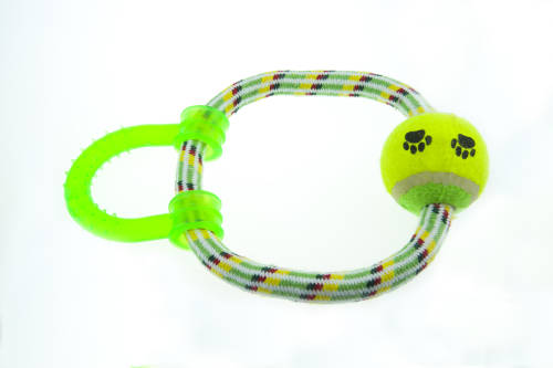 Jucarie pentru caini inel cu minge de tenis enjoy 18 cm