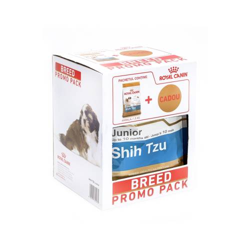 Kit hrana uscata pentru caini royal canin shih tzu junior 1.5 kg + cadou surpriza